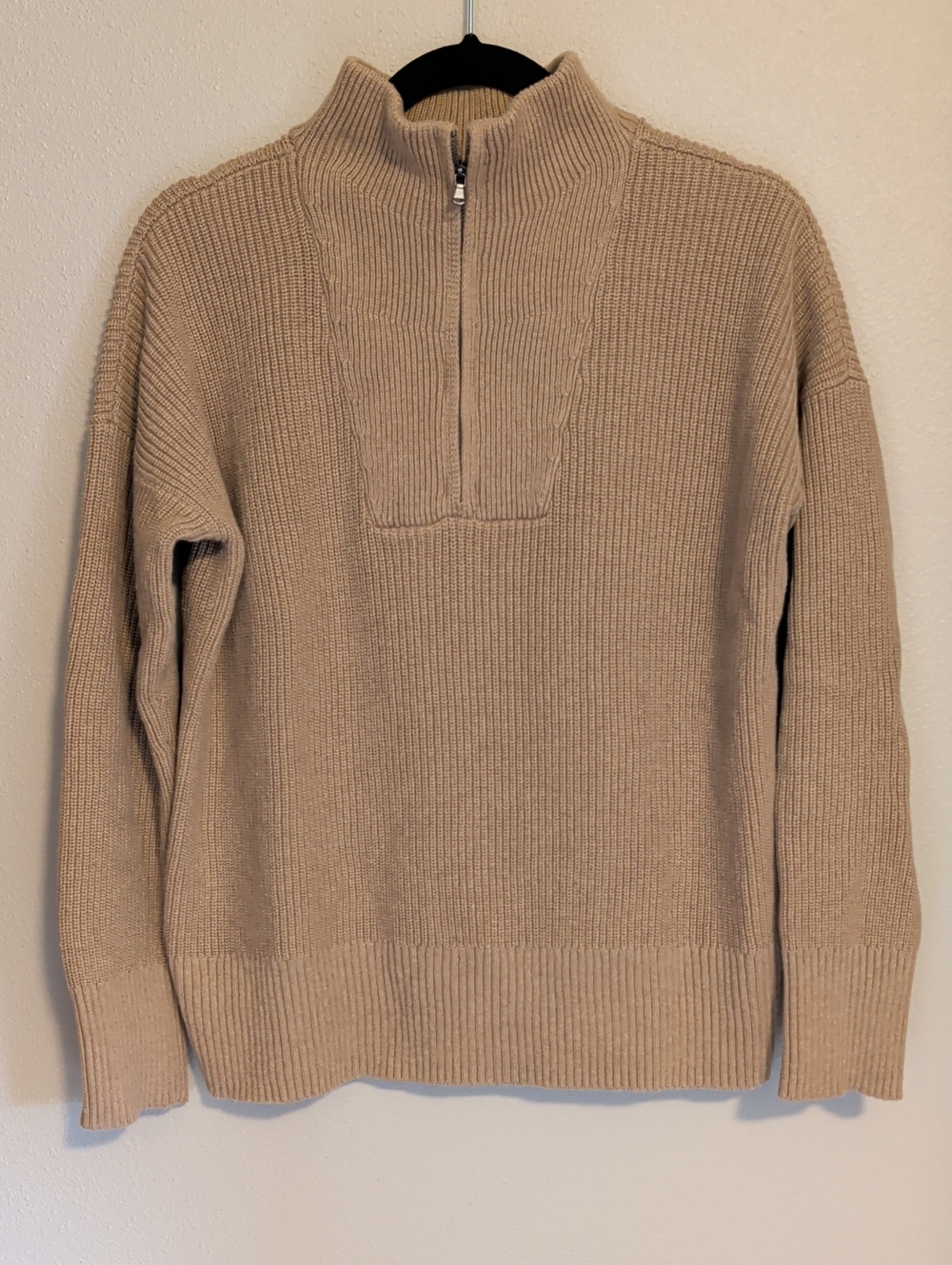 Lands' End Women's Drifter Quarter Zip Sweater in Tan
